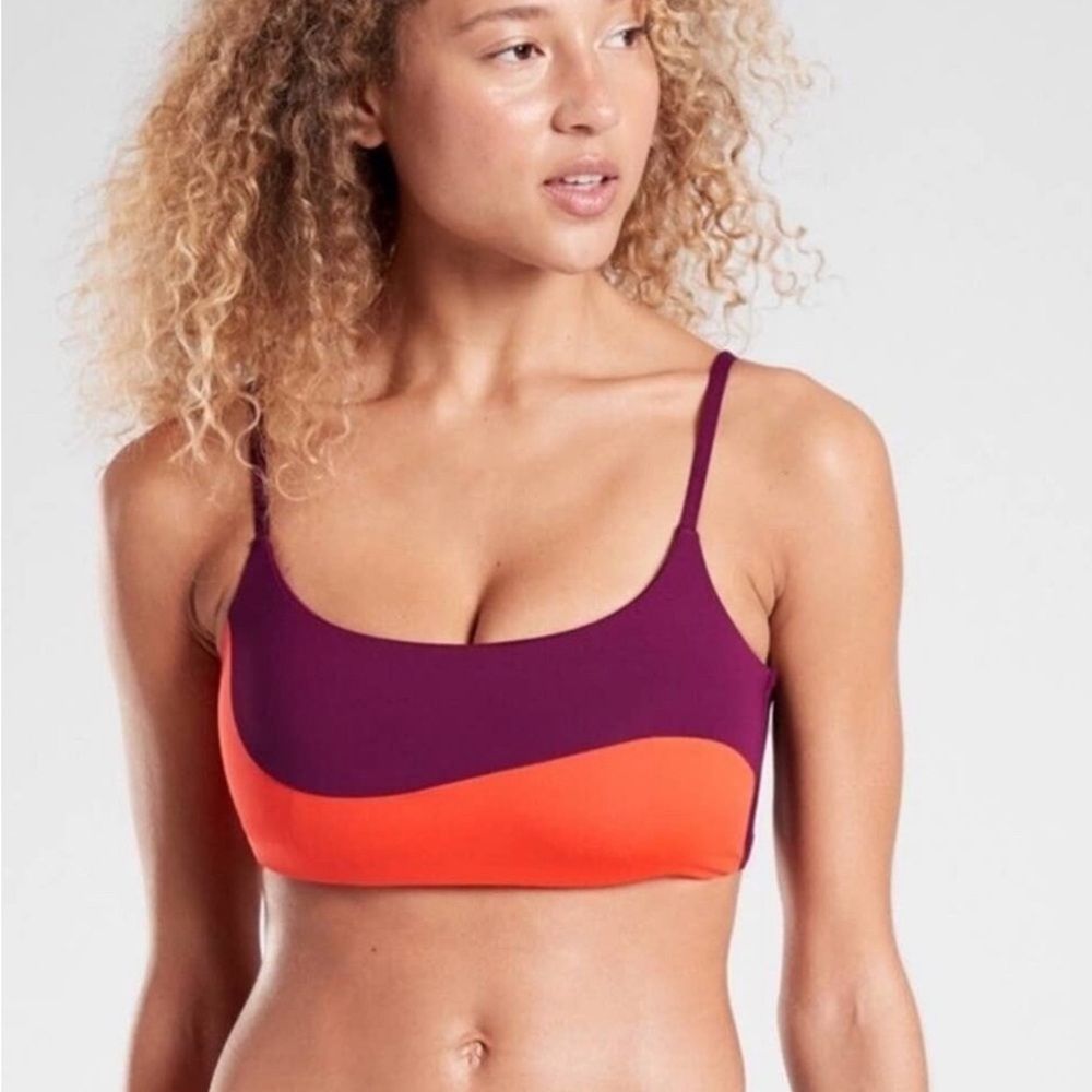 Athleta Colorblock padded Swimsuit Top Womens‎ XL Orange and purple
